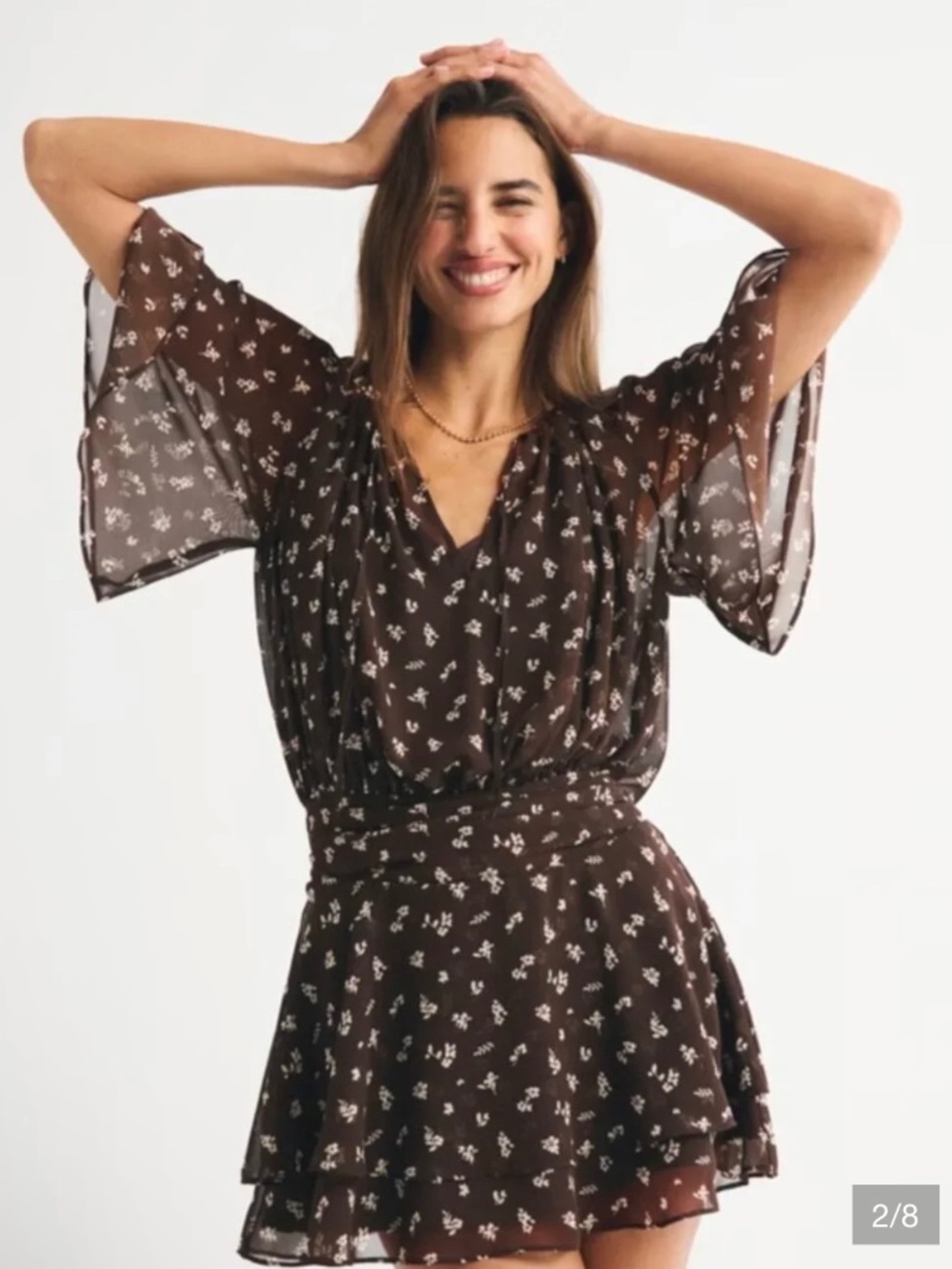 NWT, Abercrombie & Fitch, Women's Angel Sleeve Sheer Mini Dress